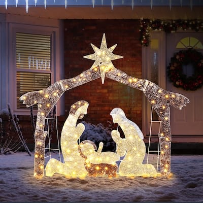 6ft 190LED Lights Nativity Scene Garden Jesus Decoration