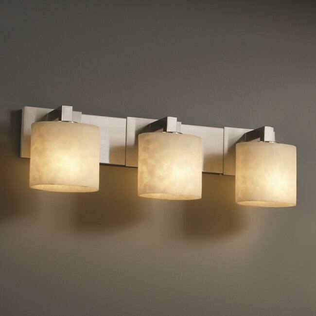 Justice Design Clouds Modular 3-light Brushed Nickel Bath Bar, Clouds Oval Shade - Cloud Resin