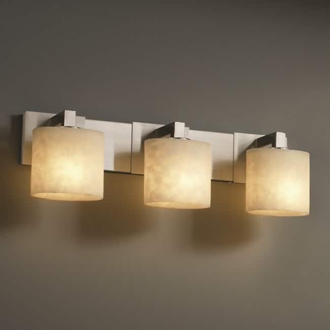 Justice Design Clouds Modular 3-light Brushed Nickel Bath Bar, Clouds Oval Shade