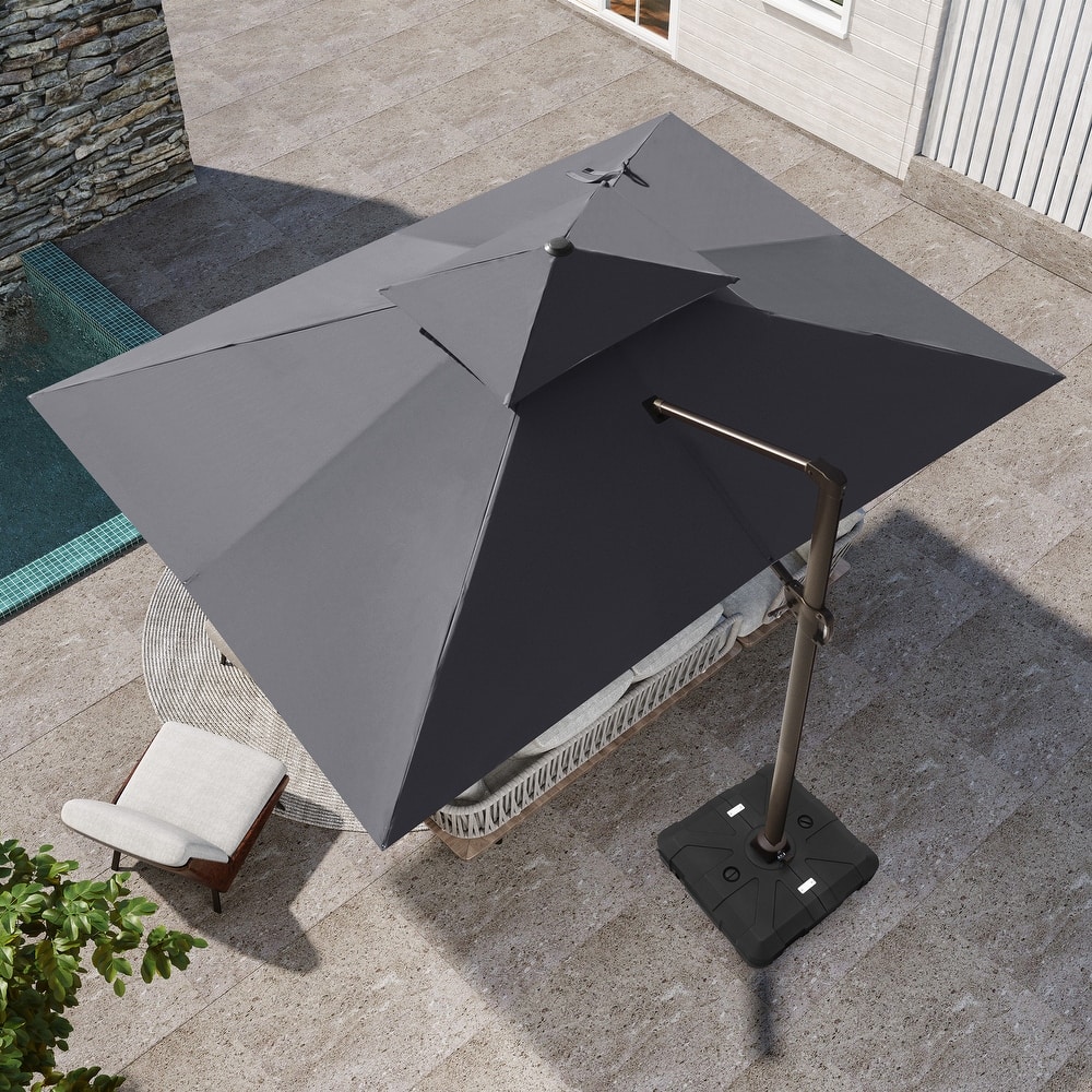 10 X 13 Ft Patio Aluminum Double Top Cantilever Umbrella with Wheel Base
