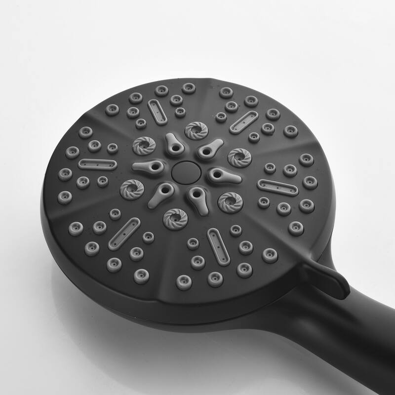 Wall Mount Shower Faucet with Rough-in Valve Brass Matte Black Dual Head Shower System with Hand Shower