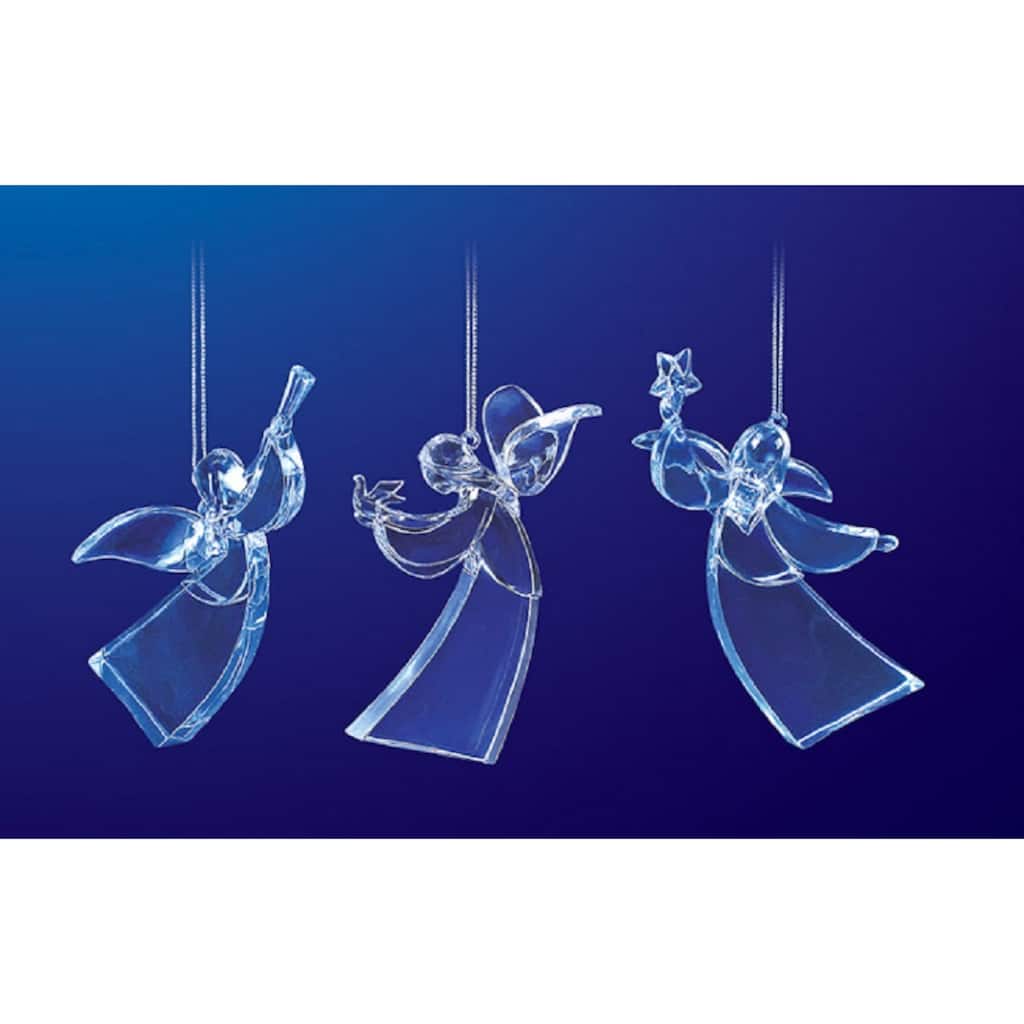 Icy Crystal Angel Christmas Figurine Ornaments - 4.5" - 3ct