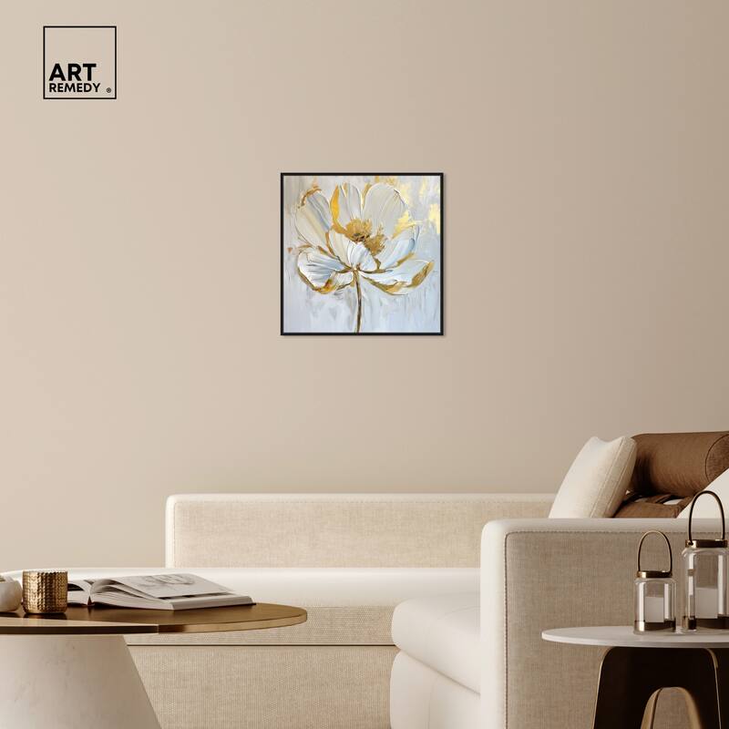 Art Remedy Gold Magnolia II Framed Floral Fine 1 Piece Canvas Wall Art