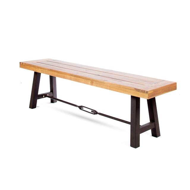 Catriona Outdoor Rustic Acacia Wood Bench by Christopher Knight Home