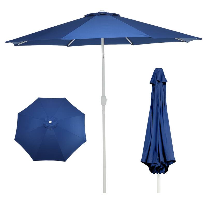 Aoodor 9FT Outdoor Patio Market Umbrella with Push Button Tilt and Crank - Dark Blue
