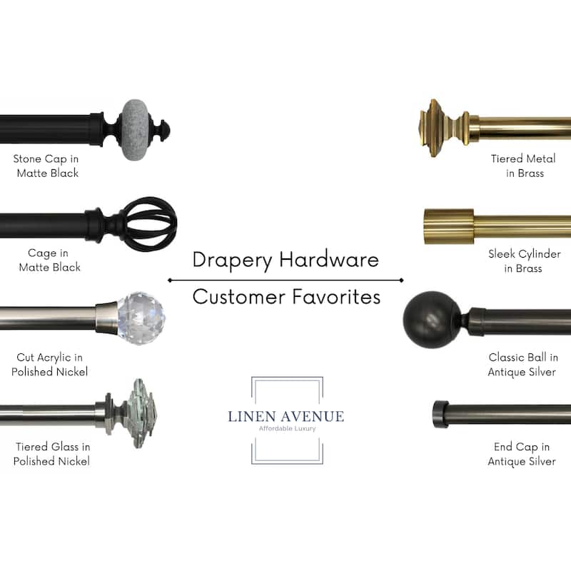 Linen Avenue Cylinder Single and Double Window Curtain Rod Set