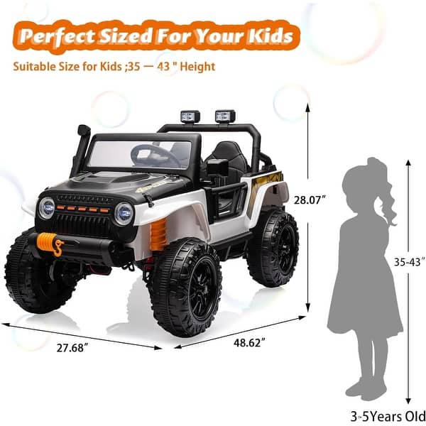 24V Kids Ride On Car w/Remote Control Black & White - Black & White