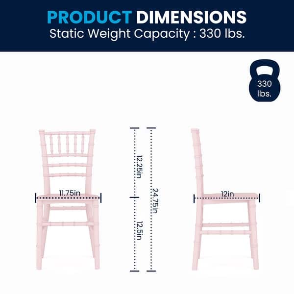 dimension image slide 0 of 3, Kids Resin Stacking Chiavari Chairs for Formal Events (Set of 10)