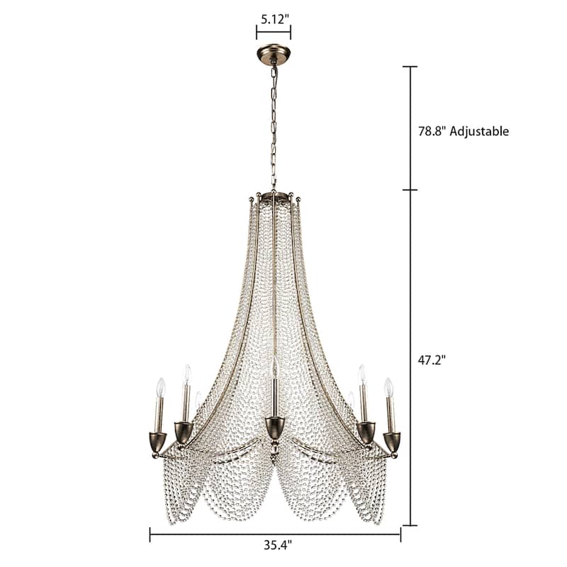 8 - Light Luxury Large Antique Unique / Statement Empire Chandelier with Crystal Accents - W 35.4"
