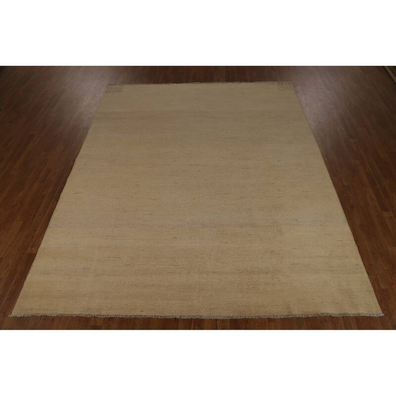 Solid Gabbeh Oriental Area Rug Handmade Wool Carpet - 8'2" x 9'11"