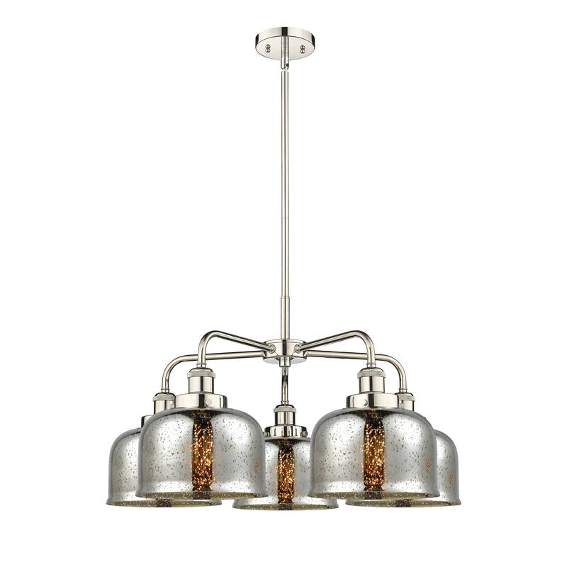 Innovations Lighting Bell - 5 Light 26" Stem Hung Chandelier - Silver Plated Mercury/Polished Nickel