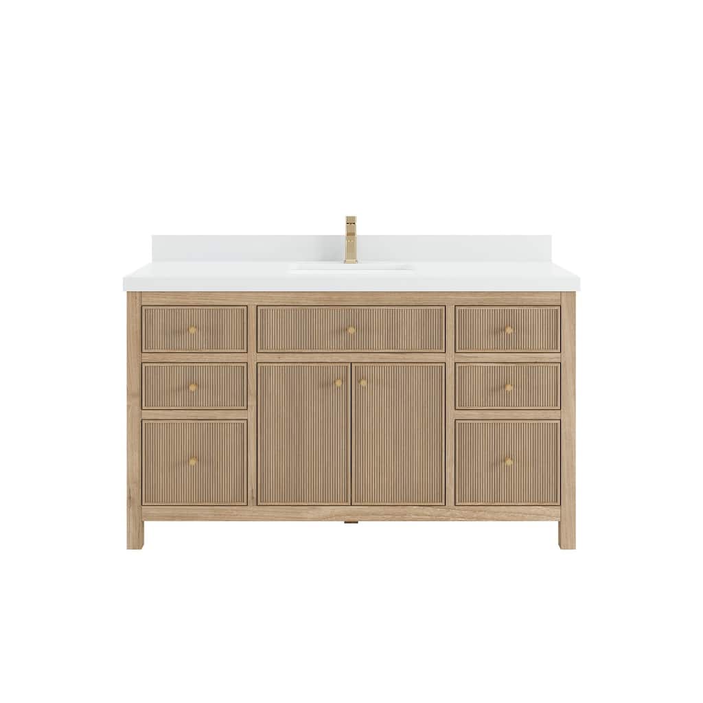 Willow Collections 60 in. W x 22 in. D Sonoma Teak Wood Single Sink Bathroom Vanity with Countertop