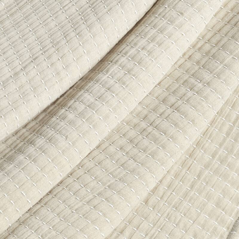 Lush Decor Solid Kantha Pick Stitch Yarn Dyed Cotton Woven Throw Blanket