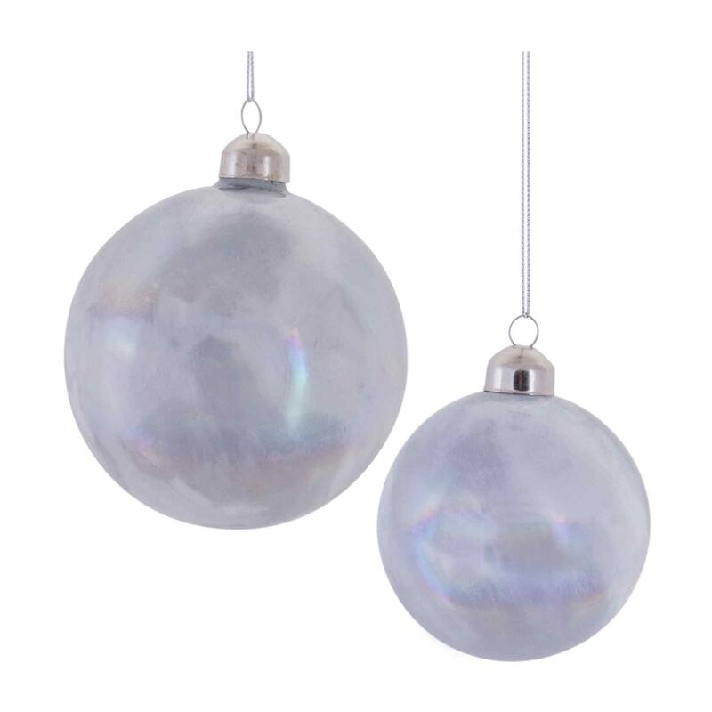 Pearl Finish Glass Christmas Ball Ornaments - 4" (100mm) - Gray - 12ct