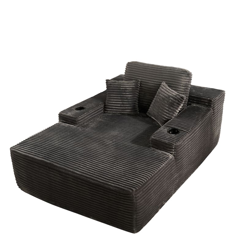 HOOOWOOO Modern Upgraded Fabric Chaise Lounge Sofa Couch with Holder