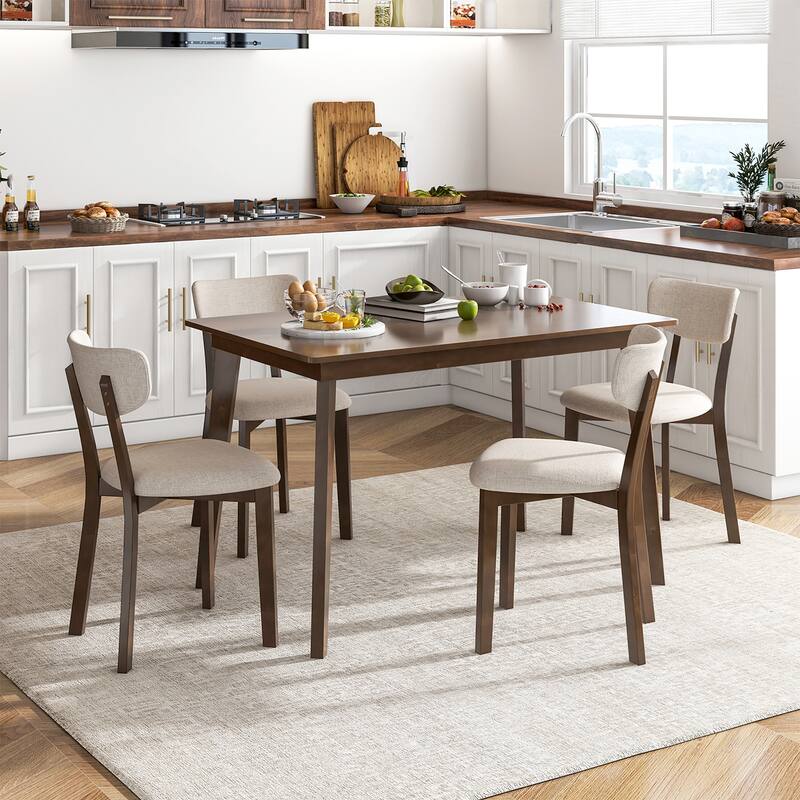 Gymax 48'' Wooden Dining Table for 4 People w/ Rubber Wood Legs for
