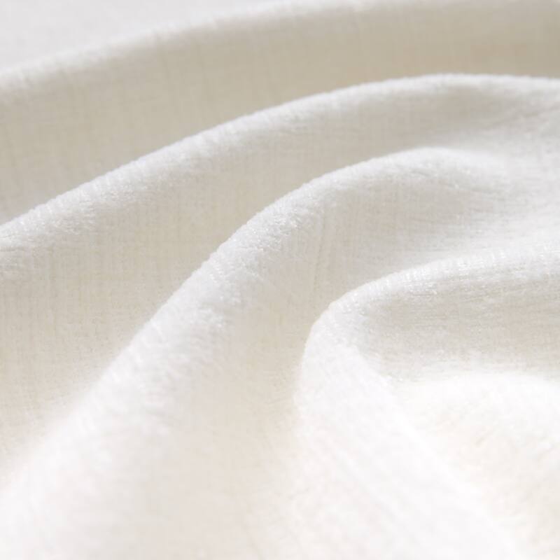 32" Round Tufted Ottoman with Solid Wood Legs, Modern Coffee Table with Tufted Buttons, Piping Lines, Chenille Fabric Footrest