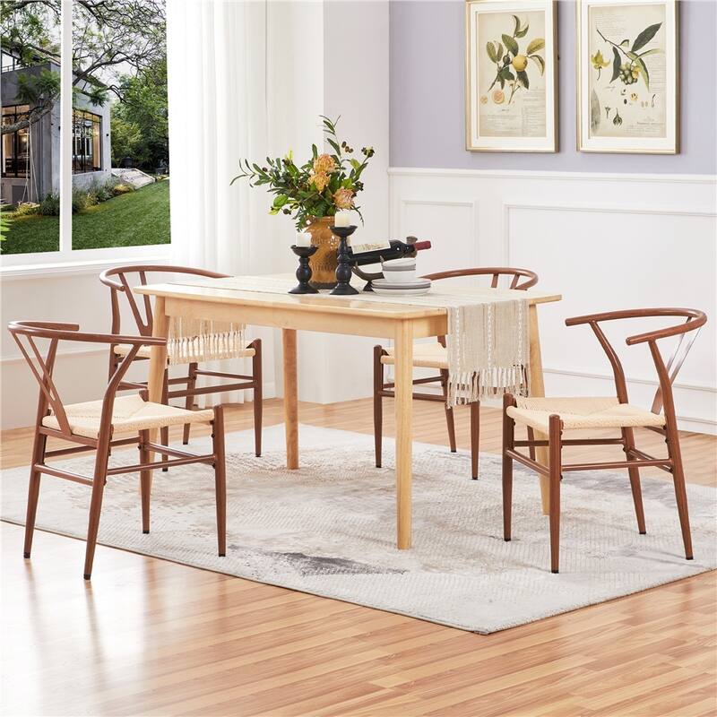 Yaheetech Modern Weave Y-Shaped Dining Chair with Solid Metal Frame