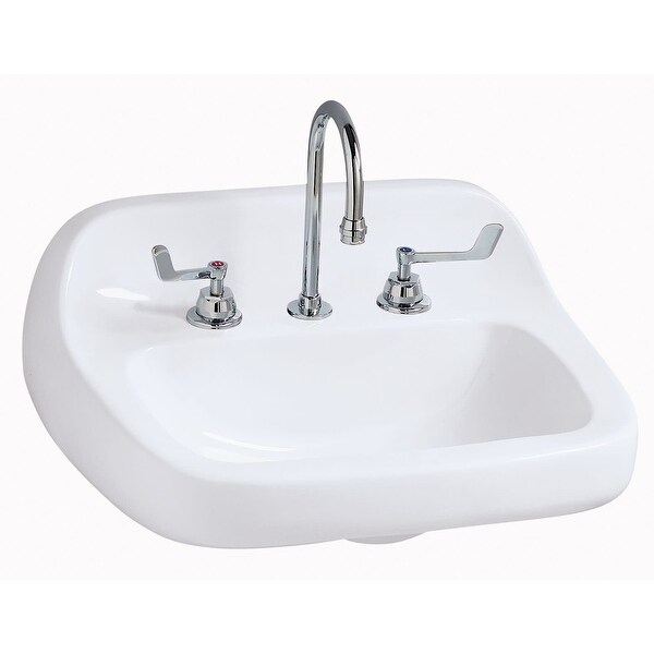 Mansfield 2018HBNS-LO-4 Grand Isle 22" Vitreous China Wall Mounted Bathroom Sink with 3 Faucet Holes at 4" Centers - White