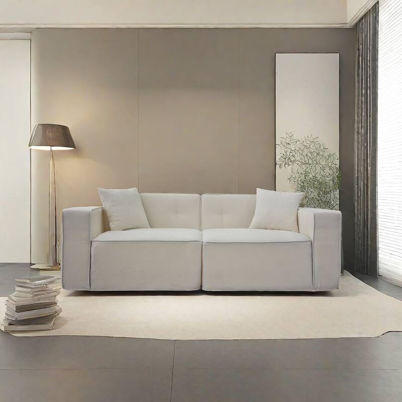 Ergonomic Sofa Couch with Pillow Top Armrests, Exquisite Upholstered Loveseat Indoor Sofa Couch Sofa Seating