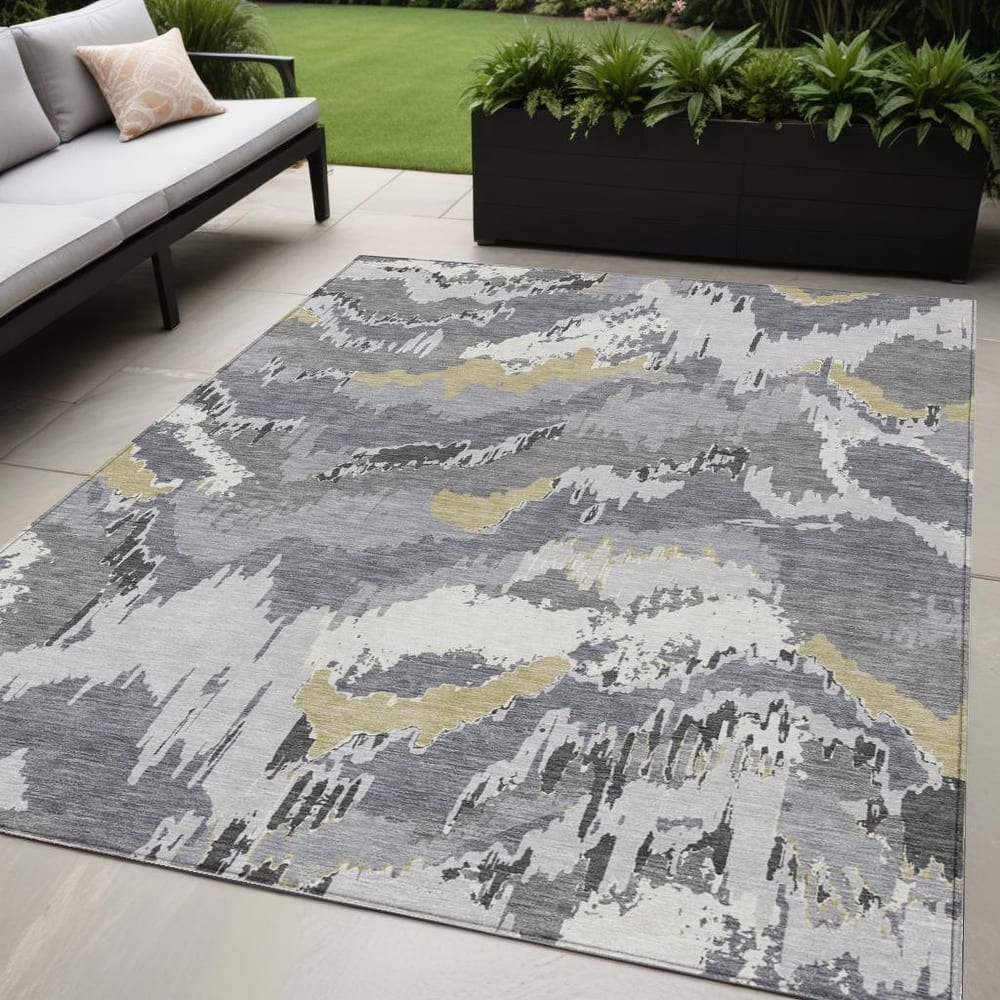 HomeRoots Abstract Transitional Rectangle Outdoor Rug