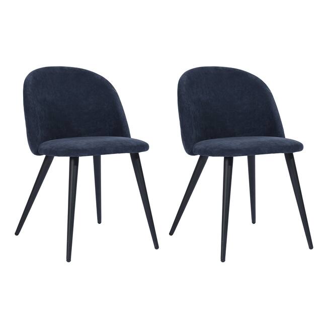 Carson Carrington Mid-Century Modern Velvet Dining Chair Set of 2 - Dark Blue Fabric/Black
