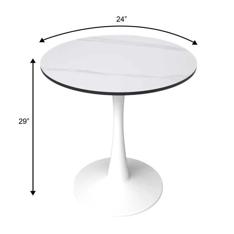 Bristol Modern 31" Round Sintered Stone Dining Table with Pedestal Base - Minimalist Scratch-Resistant Kitchen Table