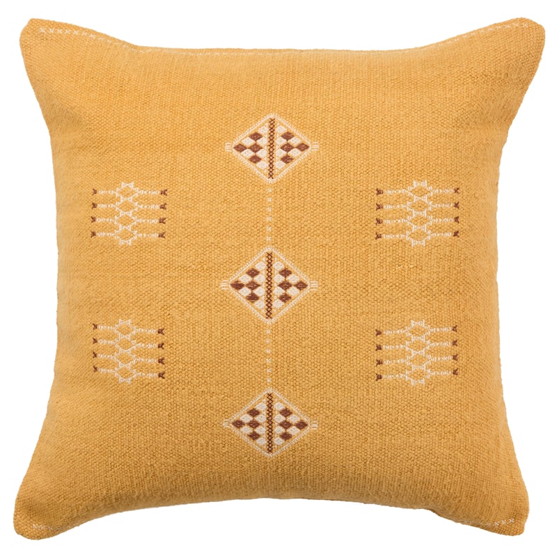 Kendall Tribal Pillow - 22"X22" Cover Only - Yellow/White