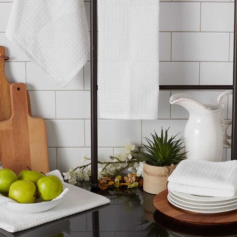 DII Black Recycled Cotton Waffle Dishtowel (Set of 6)