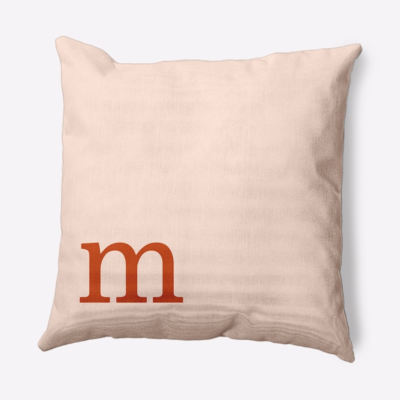Modern Monogram Indoor/Outdoor Throw Pillow-M - 16" x 16" - Sienna