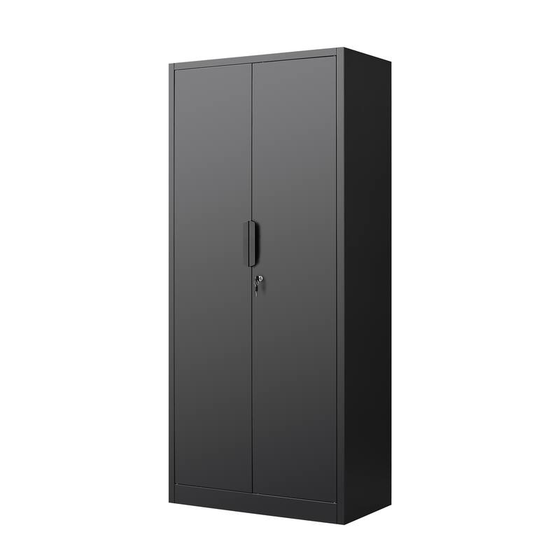 Modern 2-Door Filing Cabinet, Organization Cabinet with Lock, 4 Adjustable Shelves, for Commercial Office Home Office, Black