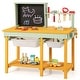 preview thumbnail 1 of 8, Costway Kids Wooden Toy Workbench with Storage Space & Blackboard Tool - See Details Multicolor - See Details