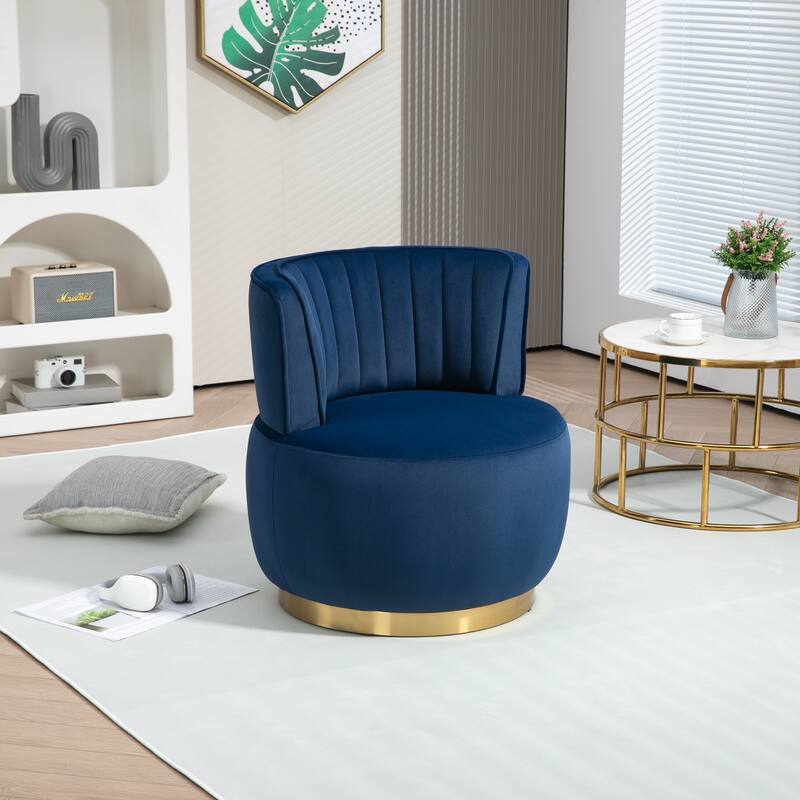360 Degree Swivel Cuddle Barrel Accent Sofa Chairs - Navy Blue
