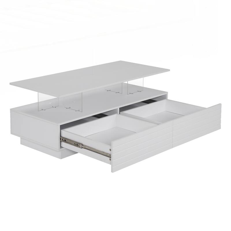 Modern Rectangular LED Lights Coffee Table