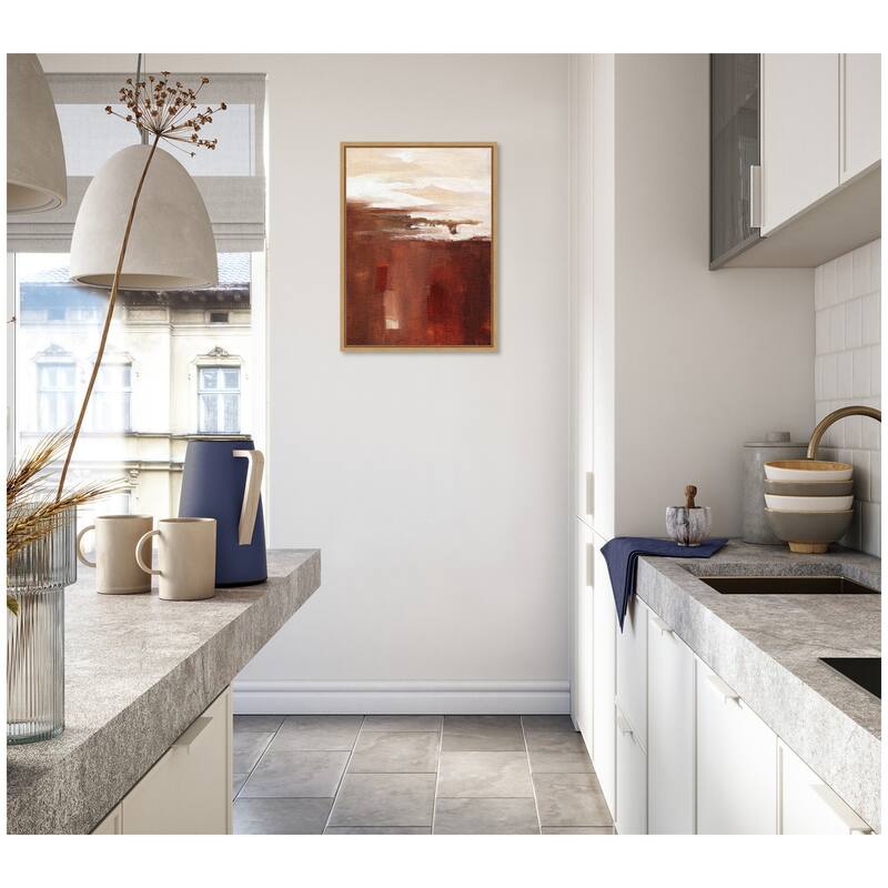 Kate and Laurel Sylvie Earthen Abstract Framed Canvas by Nikita Jariwala