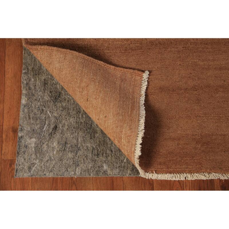 Brown Gabbeh Modern Area Rug Hand-Knotted Wool Carpet - 4'11" x 6'6"
