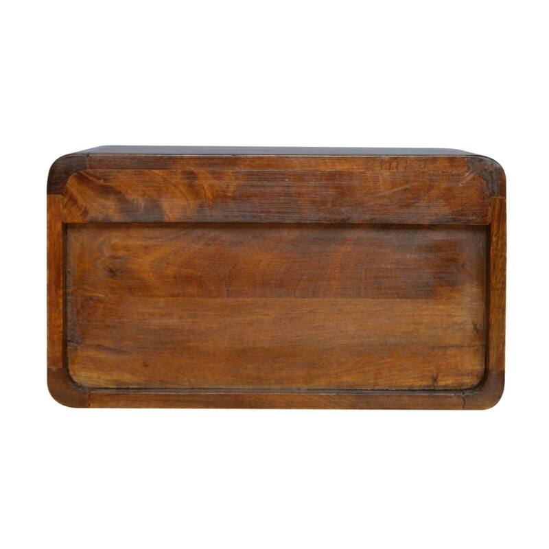 Modern Drawer Curve Floating Wooden Nightstand For Bedroom, Living Room