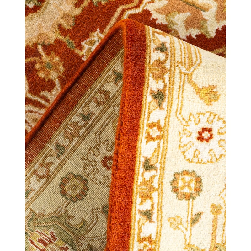 Overton Hand Knotted Wool Traditional Oriental Orange Runner