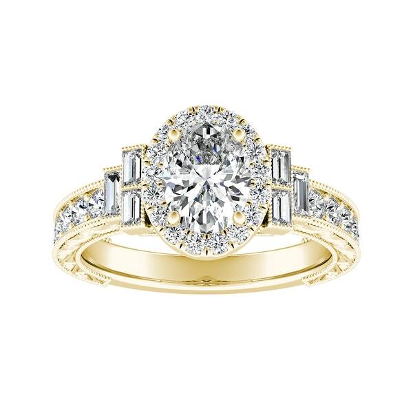 Shop Auriya 14k Gold Vintage Art Deco Oval Halo Diamond Ring 1 1 4ctw Overstock 18272689