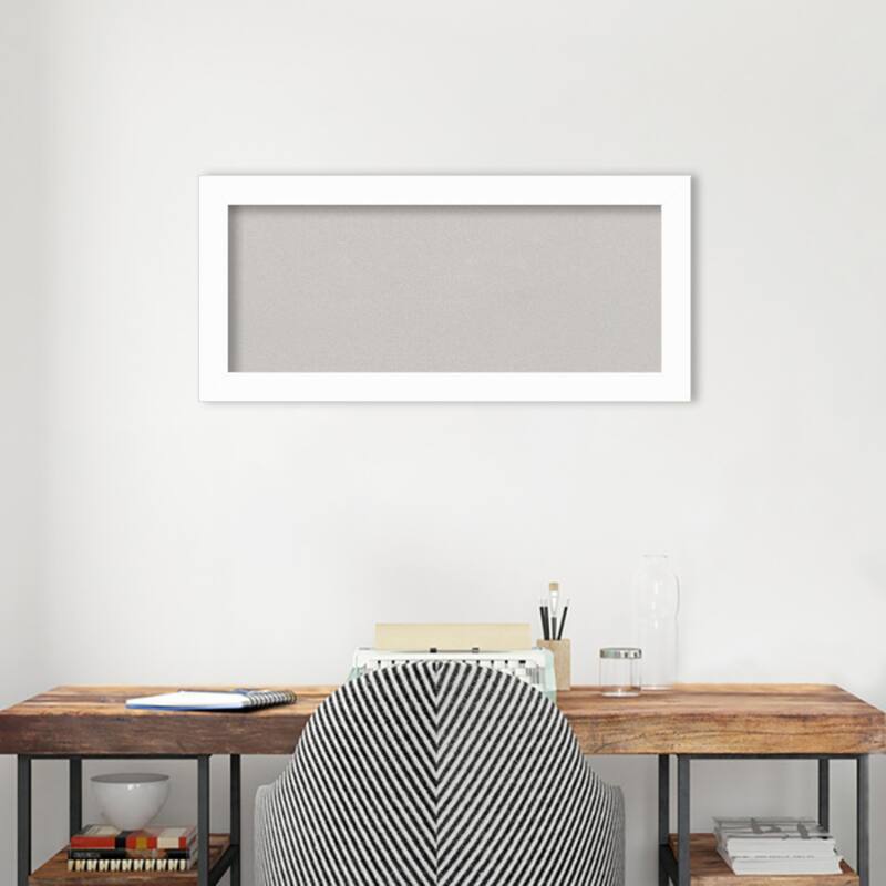 Basic Narrow Wood Framed Grey Corkboard Bulletin Board