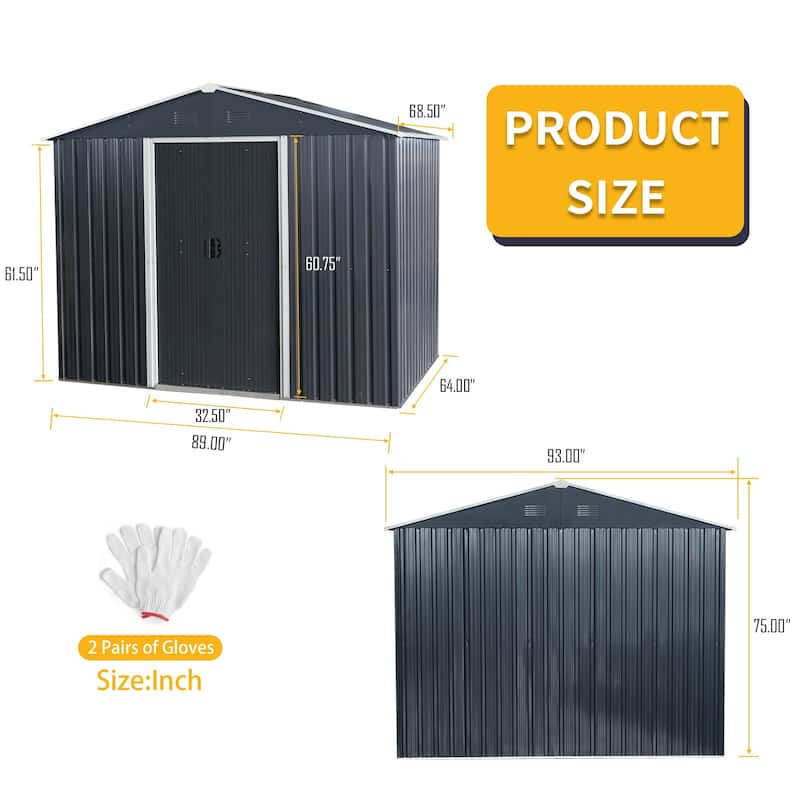 GDF Studio - Bartow Outdoor Metal Storage Shed with Metal Foundation and Galvanized Steel Panels