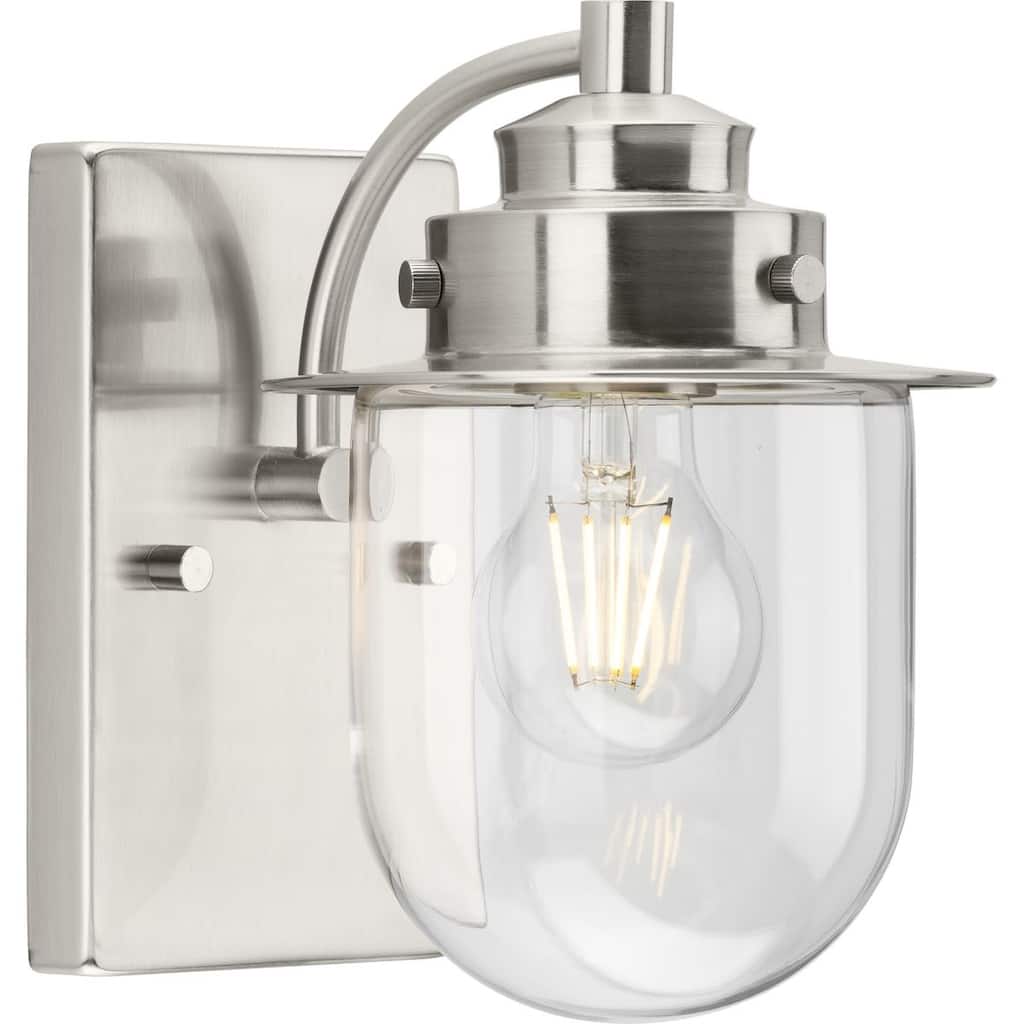 Northlake Collection One-Light Brushed Nickel Clear Glass Transitional Bath Light - 5.87 in x 7.5 in x 8 in