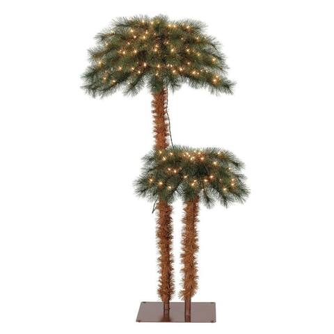 Island Breeze Pre-Lit Artificial Tropical Christmas Palm Tree w/ White Lights