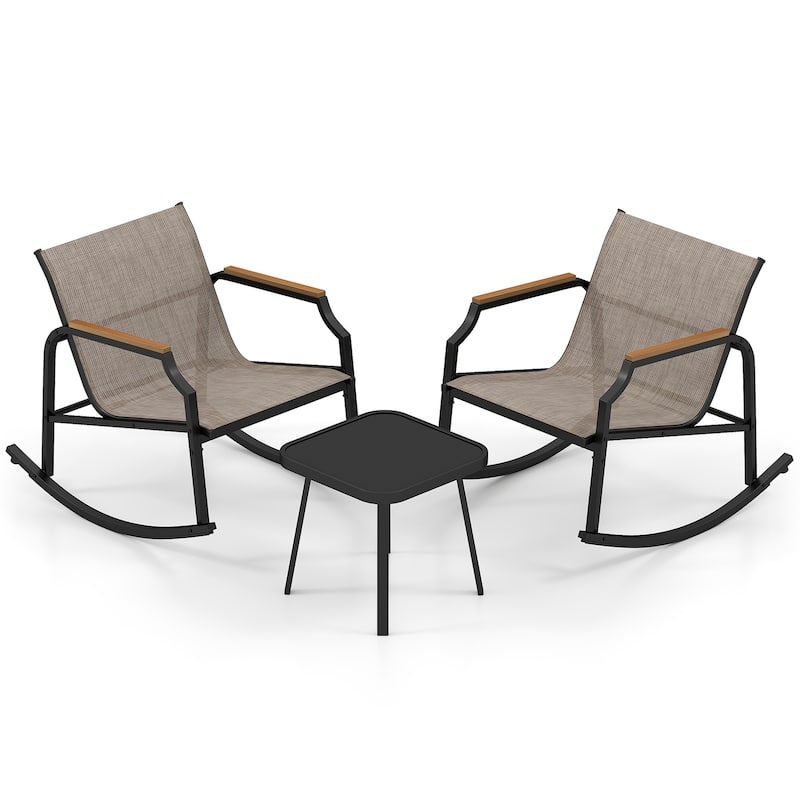 Costway 3 PCS Rocking Bistro Set Outdoor Conversation Set with Porch - See Details