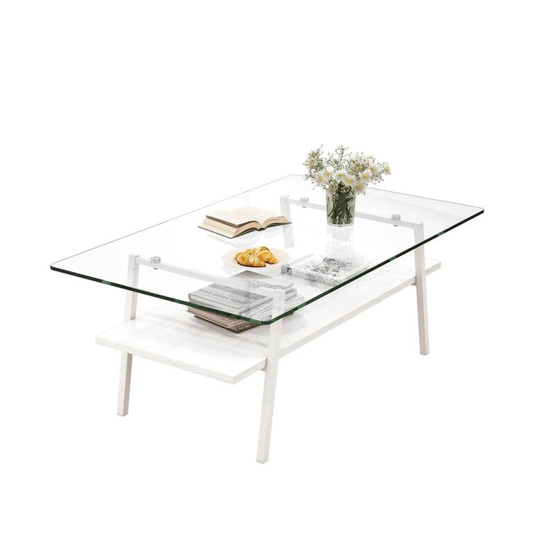 Tempered Glass Coffee Table and End tables Set of 3 - N/A