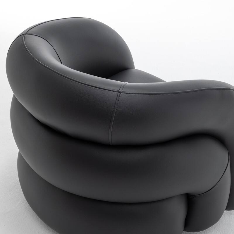 SEYNAR Modern Glam PU Leather 360 Degree Swivel Accent Armchair with Metal Base