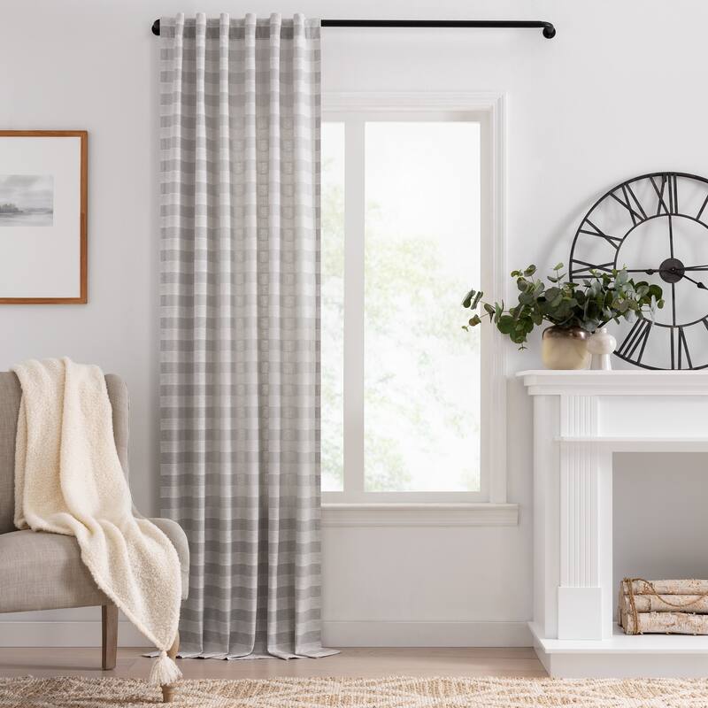 Mercantile Farmhouse Horizontal Stripe Rod Pocket Curtain Panel
