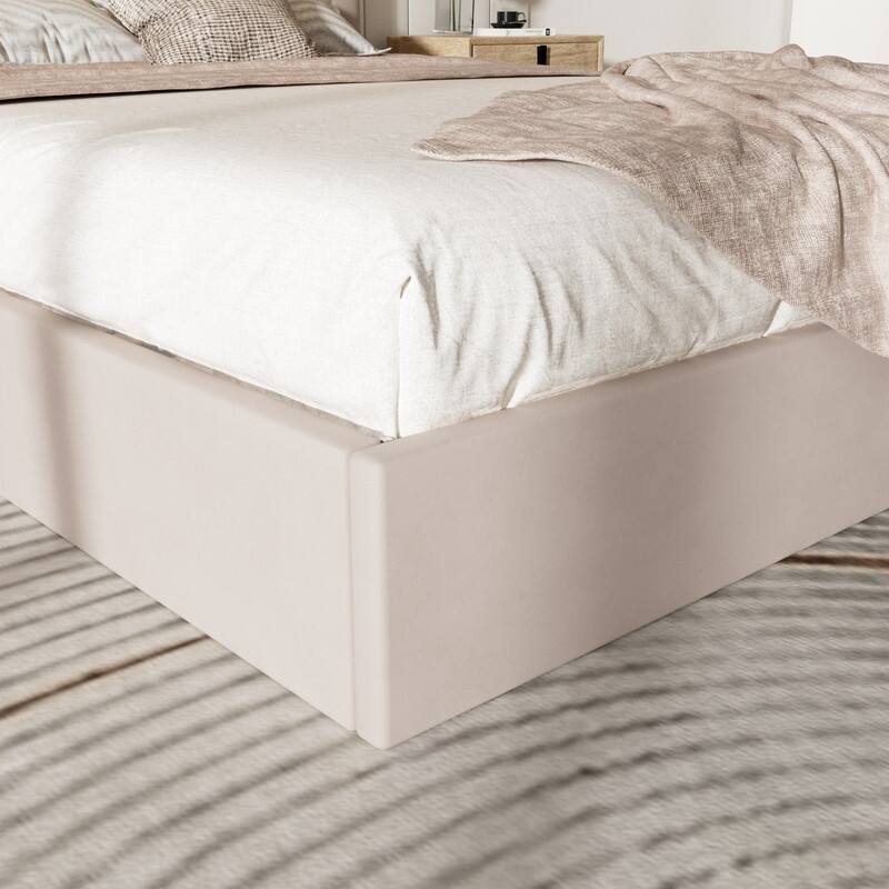 Plywood Frame Upholstered Platform Bed with Lift-up Storage