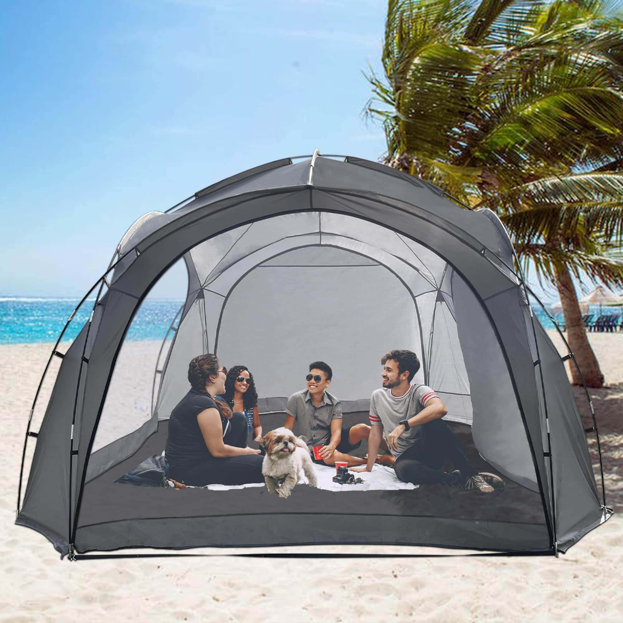  4-6 Person Inflatable Cabin Camping Tent with Canopy, Picnic  Blanket - Waterproof, Easy Setup : Sports & Outdoors
