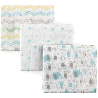 Luvable Friends Baby Muslin Cotton Swaddle Blanket, Basic Elephant, One Size - Basic Elephant - One Size